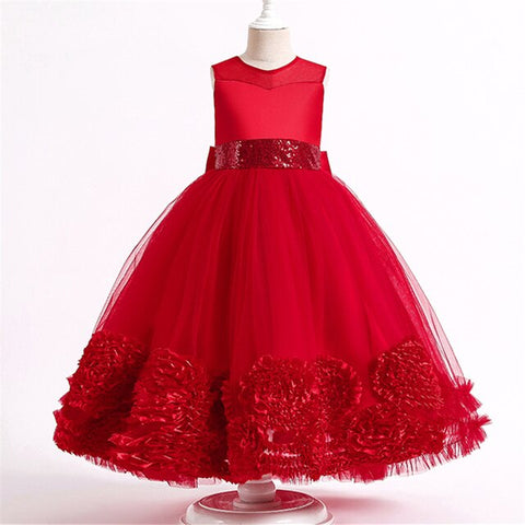 Image of Princess Lace Dress Kids Long Flower children Formal Ball Gown-FrenzyAfricanFashion.com
