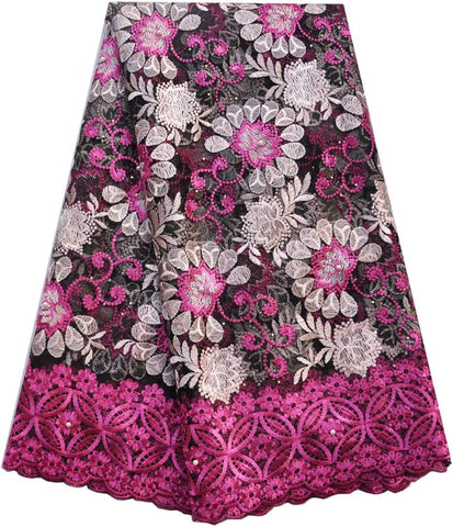 Image of Embroidered Lace Fabric 5yards-FrenzyAfricanFashion.com