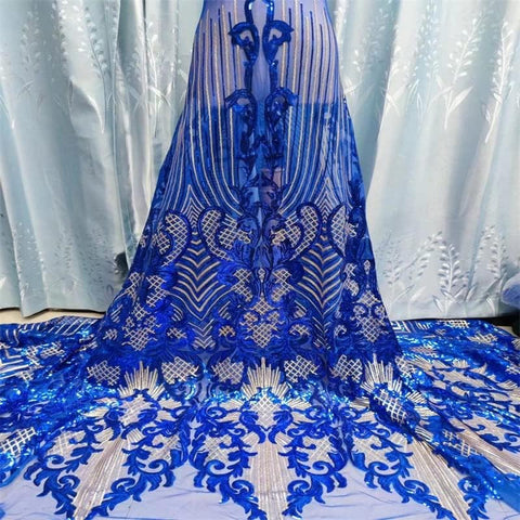 Image of Lace Fabric French Beaded Net Tulle Fabric Embroidered Lace for Dresses -3 YARDS-FrenzyAfricanFashion.com