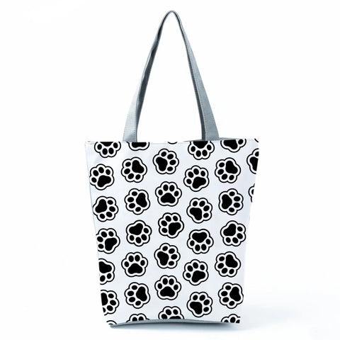 Image of Fashion Cat Dogs Paws Handbags Print Cute Cartoon Shopping Bag-FrenzyAfricanFashion.com