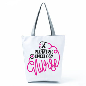 Shopping Bags Women's Handbag Customized High Capacity Faith Love Nursing Reusable Nurse Letter Print Tote Shoulder Bag Portable