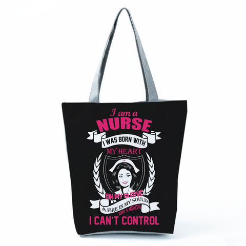 Image of Shopping Bags Women&#39;s Handbag Customized High Capacity Faith Love Nursing Reusable Nurse Letter Print Tote Shoulder Bag Portable-FrenzyAfricanFashion.com