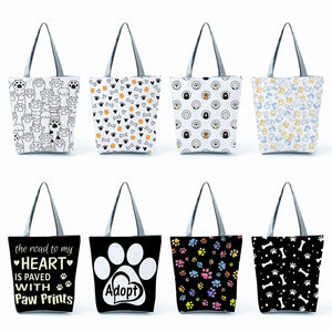 Fashion Cat Dogs Paws Handbags Print Cute Cartoon Shopping Bag-FrenzyAfricanFashion.com