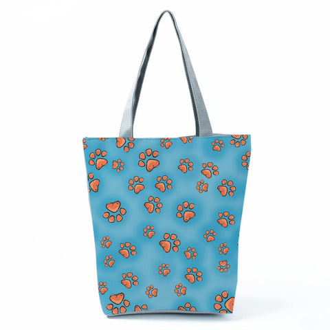 Image of Fashion Cat Dogs Paws Handbags Print Cute Cartoon Shopping Bag-FrenzyAfricanFashion.com