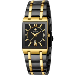 Luxury Square Dress Black Gold Quartz Wrist Watch Stainless Steel Waterproof Women Watch