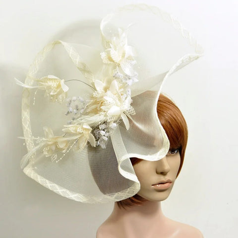 Image of Women Elegant Big Headwear Wedding Fascinators Flower Hat-FrenzyAfricanFashion.com