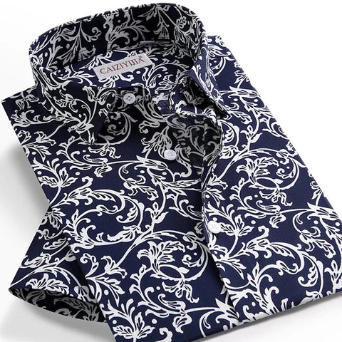 Image of Men's Summer Casual Floral Printed Short Sleeve Blouse Shirt Without Pocket Standard-fit Comfortable Thin Beach Hawaiian Shirts-FrenzyAfricanFashion.com