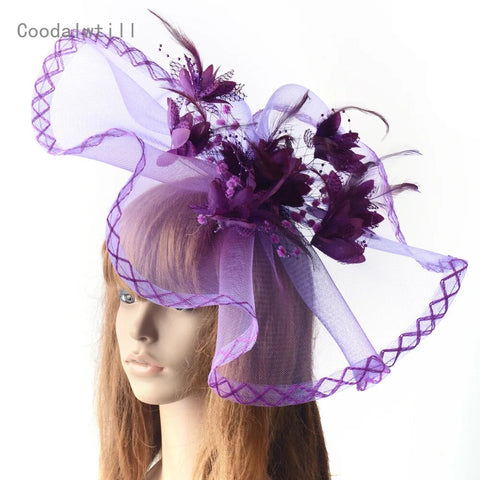 Image of Women Elegant Big Headwear Wedding Fascinators Flower Hat-FrenzyAfricanFashion.com