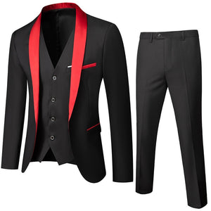 Wedding Eveing Dress 3 Pieces Jacket+Pants+Vest Men Suit Set Slim Fit Tuxedo Male Blazer Customized British Style Bride Clothing
