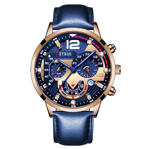 Image of Luxury Mens Watches Fashion Stainless Steel Quartz Wrist Watch Calendar Date Luminous Clock Men Business Casual Leather Watch-FrenzyAfricanFashion.com