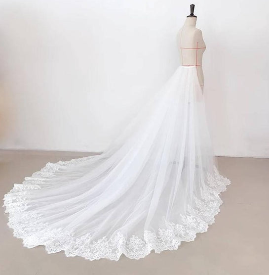Shirlis Lace removable Train Dress Tulle detachable skirt Dress Wedding Cocktail petticoat-FrenzyAfricanFashion.com