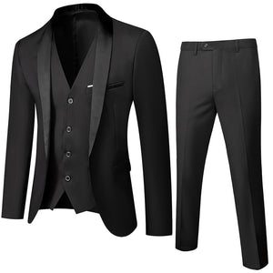 Wedding Eveing Dress 3 Pieces Jacket+Pants+Vest Men Suit Set Slim Fit Tuxedo Male Blazer Customized British Style Bride Clothing