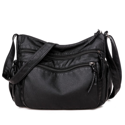 Image of Vintage Women Shoulder Bag Pu Leather Crossbody Bag Soft Women Purse Multi-pockets Messenger Bag Designer Flap Bag Lady Handbag-FrenzyAfricanFashion.com
