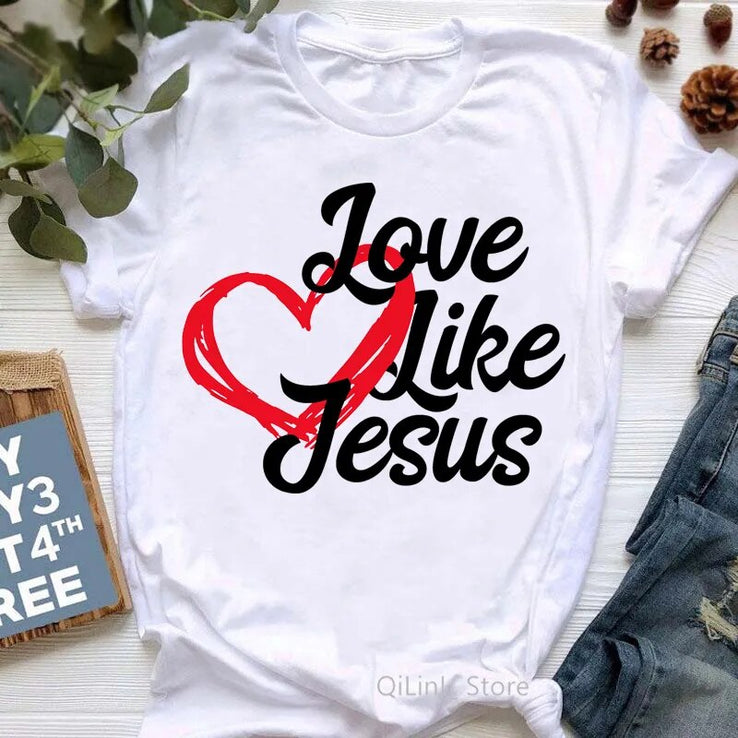 All My Hope Is In Jesus Graphic Print T-Shirt Women-FrenzyAfricanFashion.com