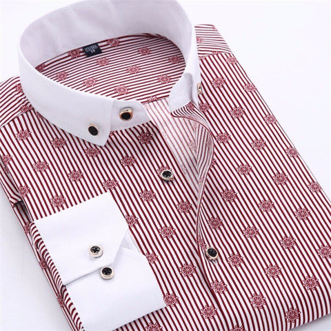 Image of Jenkins Dress Shirt Long Sleeve Slim Fit Button Down Collar Business Shirts-FrenzyAfricanFashion.com