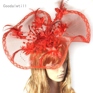 Women Elegant Big Headwear Wedding Fascinators Flower Hat-FrenzyAfricanFashion.com