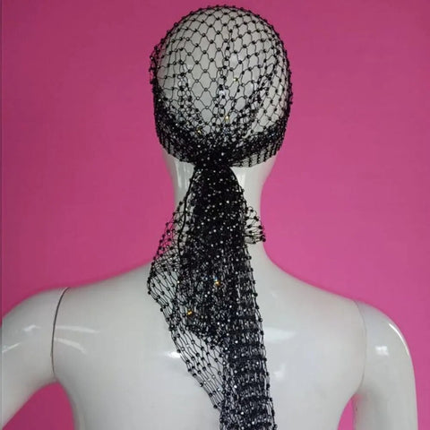 Image of Rhinestone Headpiece Head Scarf Women Hollow Bling Crystal Headband Black Hair Tress Hair Accessories-FrenzyAfricanFashion.com