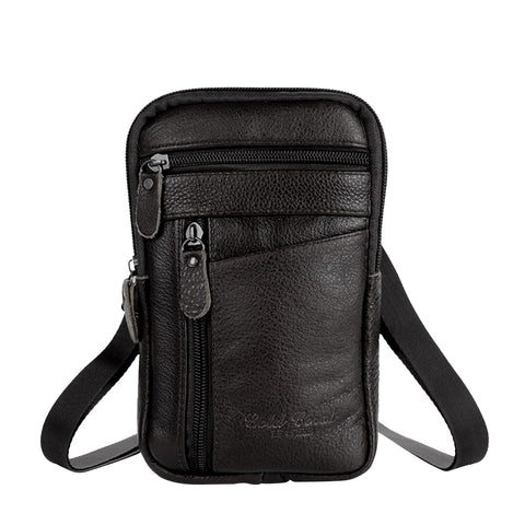 Image of Men&#39;s Genuine Leather Waist Packs Phone Pouch Bags Waist Bag Male Small Chest Shoulder Belt Bag 2021 Designer Crossbody Bags-FrenzyAfricanFashion.com