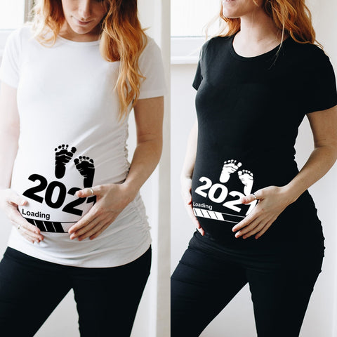 Image of Zipper Baby Loading Women Pregnant Funny T Shirt Girl Maternity Pregnancy Announcement Shirt New Mom Cloth-FrenzyAfricanFashion.com