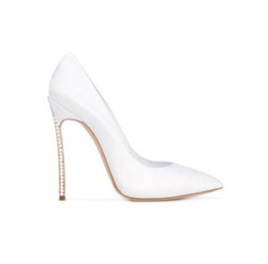 Bridal Pumps Pearl Embellished Blade Heels Pointed Toe Slip