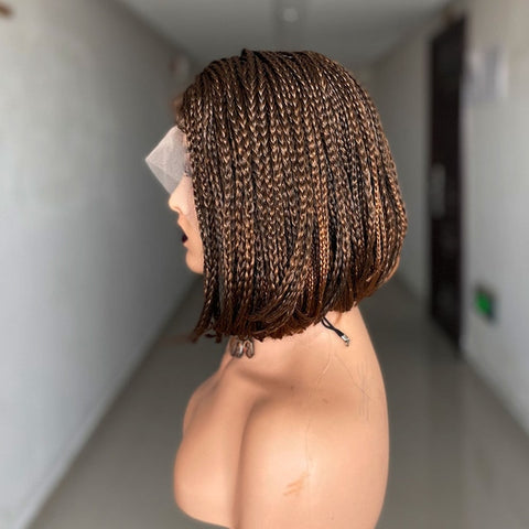 Image of Lace Frontal Short Bob Box Braided Side Parted Hair-FrenzyAfricanFashion.com