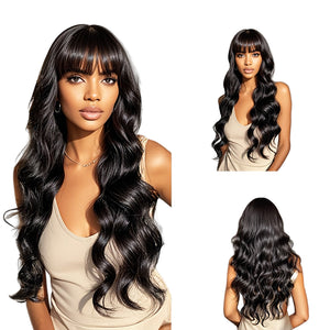 Janel Women's Long Curly Wig with Bangs