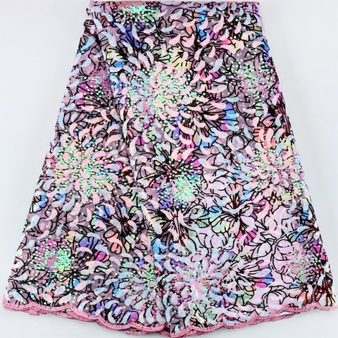 Image of Tulle Lace Fabric Luxury Sequins Mesh-FrenzyAfricanFashion.com