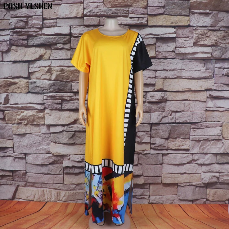 Abaya Dress African Dresses Women Muslim Chic Print Patchwork-FrenzyAfricanFashion.com