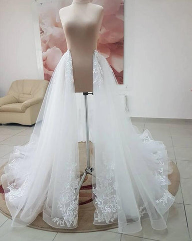Image of Detachable skirt wedding Overskirt Tulle Train Decorated lace Petticoat-FrenzyAfricanFashion.com