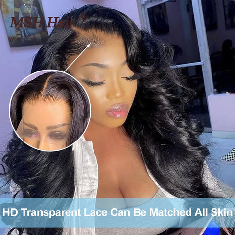 Image of Lace Front Human Hair Wigs Brazilian Body Wave HD Transparent Women's Human Hair Closure Wig-FrenzyAfricanFashion.com