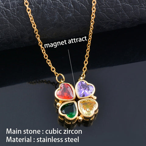 Image of crystal heart flower pendant stainless steel necklace gold silver chain-FrenzyAfricanFashion.com