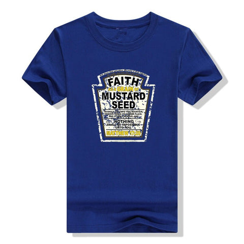 Image of Faith As A Grain of Mustard Seed Women&#39;s and Men&#39;s Christian Parody T-Shirt Tops Funny Aesthetic Clothes Short Sleeve Blouses-FrenzyAfricanFashion.com