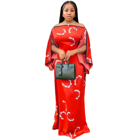 Image of African Women Short Sleeve Long Dress Maxi-FrenzyAfricanFashion.com