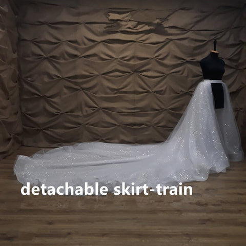 Image of Back bridal detachable skirt train wedding skirt-FrenzyAfricanFashion.com