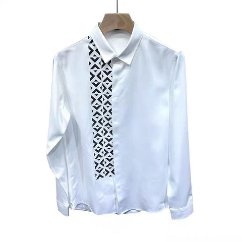 Image of Autumn British fashion printed long sleeve shirt-FrenzyAfricanFashion.com