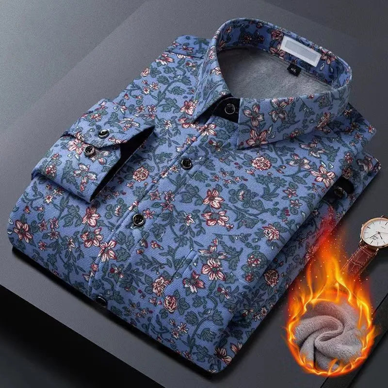 flower design high casual mens shirt-FrenzyAfricanFashion.com