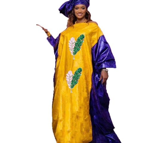 Image of Bazin Riche Dresses From Senegal Top Quality Bazin Riche Dahiki Robe For African Women Wedding Clothing Boubou Evening Gowns-FrenzyAfricanFashion.com