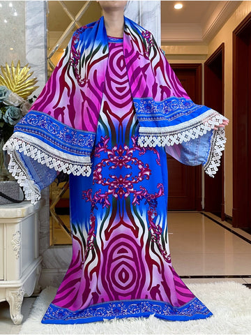 Image of African Dress With Big Scarf Short Sleeve-FrenzyAfricanFashion.com