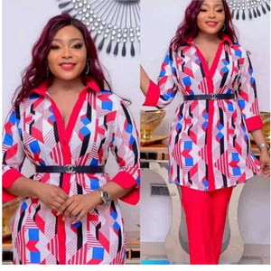 New Africa 4-Sizes Fashion  Dashiki Pants with Long Coat 2 Pieces Suit For Women(TZ11#)