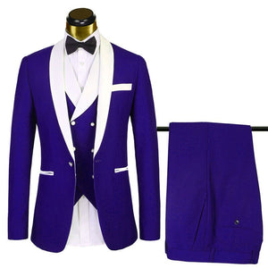 Royalblue Tuexdo 3Pieces Male Suits Slim Fit Groom Wear