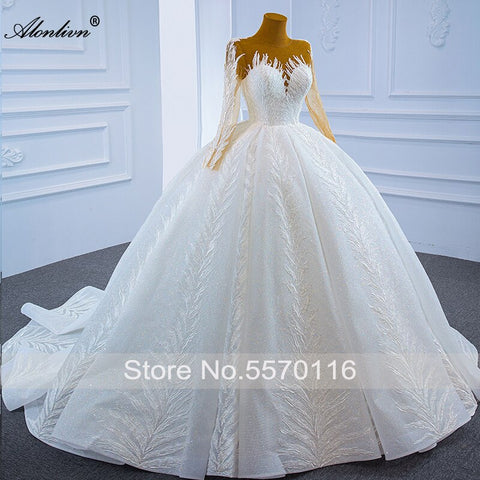 Image of Ball Gown Wedding Lace Up Pearls Tiered Bridal Beaded skirts-FrenzyAfricanFashion.com
