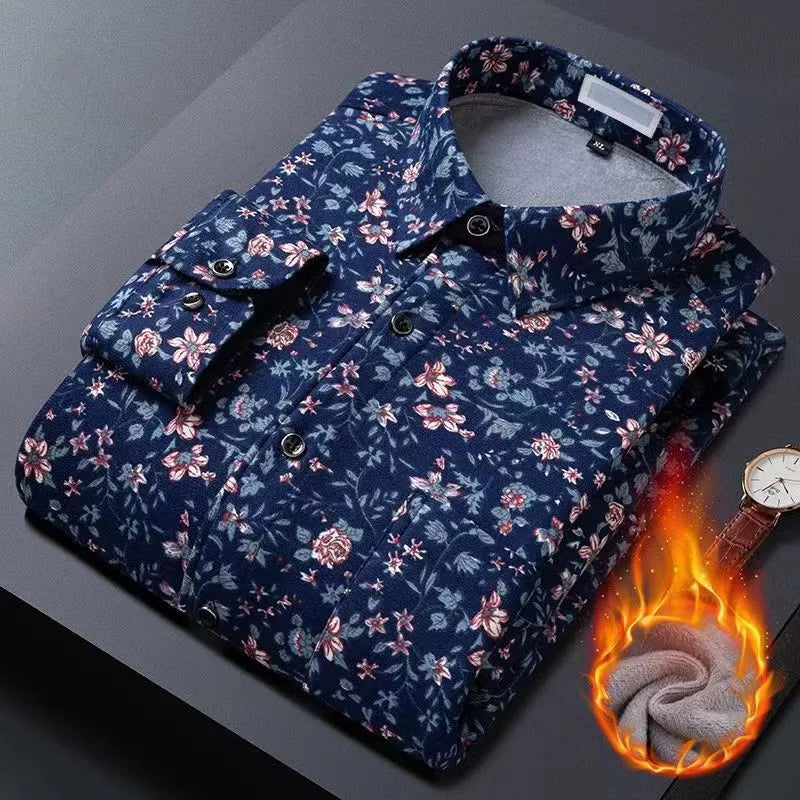 flower design high casual mens shirt-FrenzyAfricanFashion.com