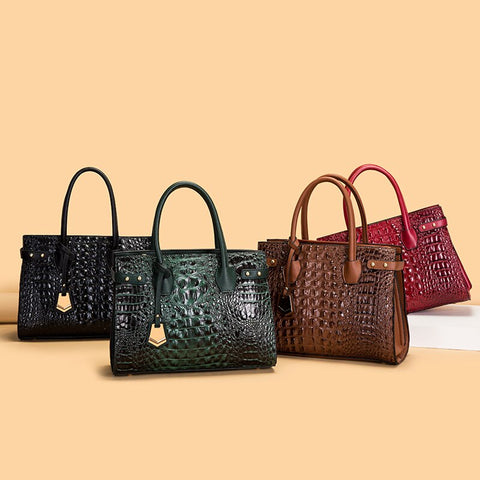 Image of Luxury Croco Pattern Purses and Handbags Set Women Shoulder Designer Brand Leather Crossbody Bag Large Ladies Hand Bags-FrenzyAfricanFashion.com