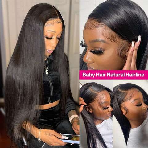 Image of HD Lace Frontal Wig 250% Straight Lace Front Human-FrenzyAfricanFashion.com