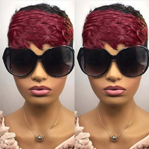 Pixie Cut Wig Short Layered Human Hair Wigs Brazilian Remy Hair Wigs Colorful For Women Full Machine Made Wigs