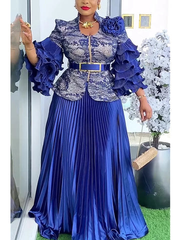 Image of African Clothes for Women 2 PCS Sets Tops And Skirts Suits Dashiki Ankara Turkey Outfits Gown Plus Size Wedding Party Dresses-FrenzyAfricanFashion.com