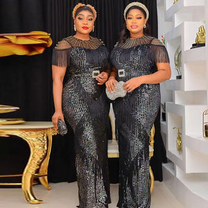 Luxury Sequin Evening Dress Tassel Bodycon Gown Wedding Party Birthday Dress 2023 Summer Clothing