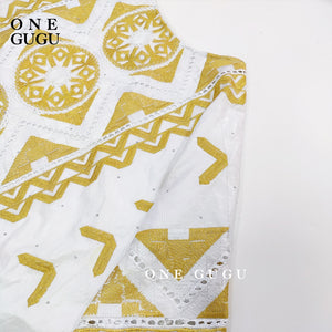 Lace Bazin Riche Dress Dashiki Gold Brocade Embroiderey Wedding Party Gown