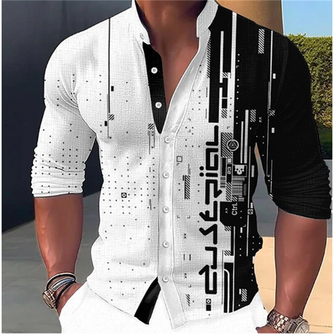 Image of Fashion 3D Printed Collar Shirts Men's Tops Casual Outdoor Party Soft Comfortable Fabric Button Tops-FrenzyAfricanFashion.com