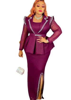 Elegant African Dresses for Women 2024 New Africa Clothing Plus Size Turkey Wedding Party Long Dress Dashiki Ankara Outfits Robe-FrenzyAfricanFashion.com